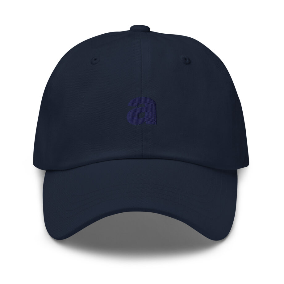 Blue "a" dad hat embroidered