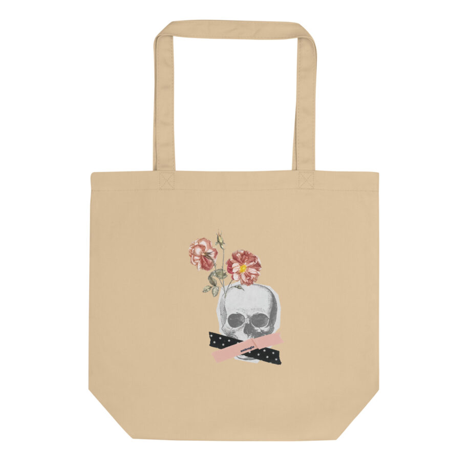 Vintage head & flowers eco tote bag