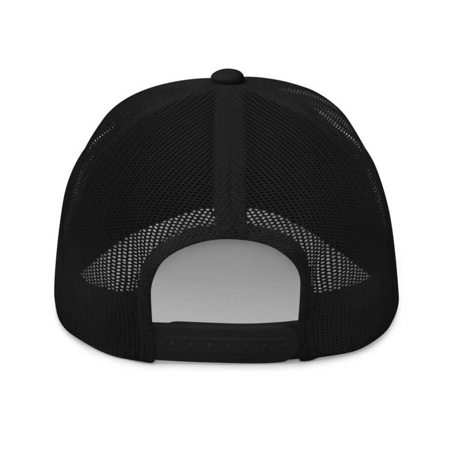 Black logo trucker hat embroidered