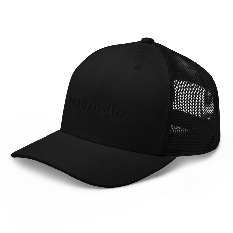 Black logo trucker hat embroidered