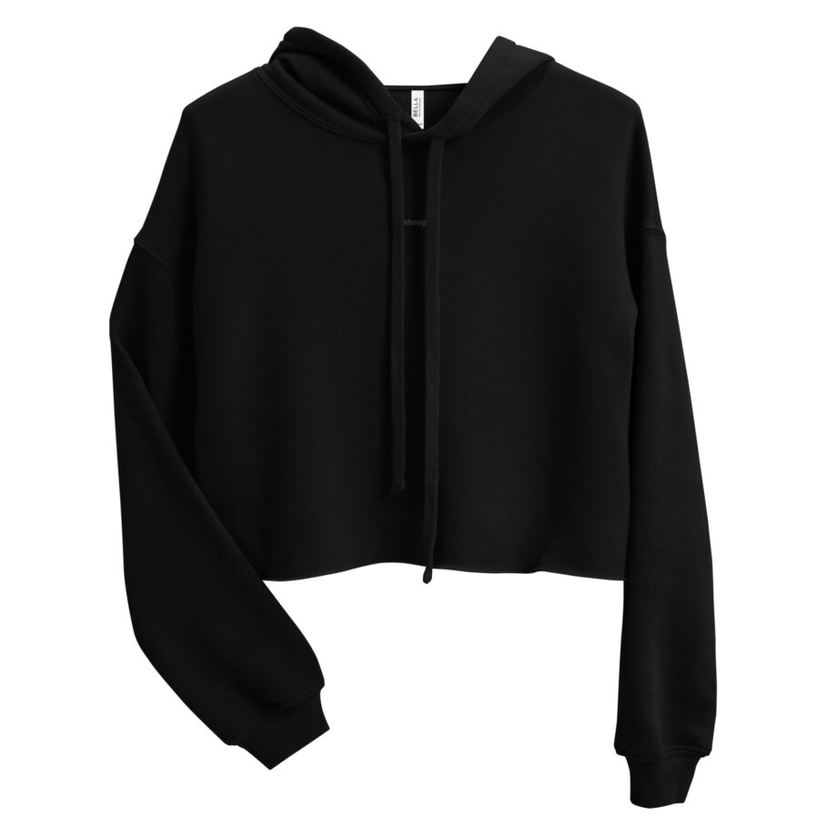 Centered black logo women crop hoodie embroidered