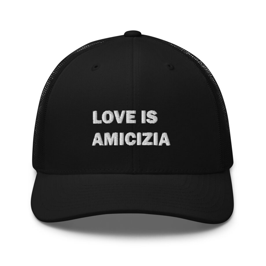 White love is amicizia trucker hat embroidered