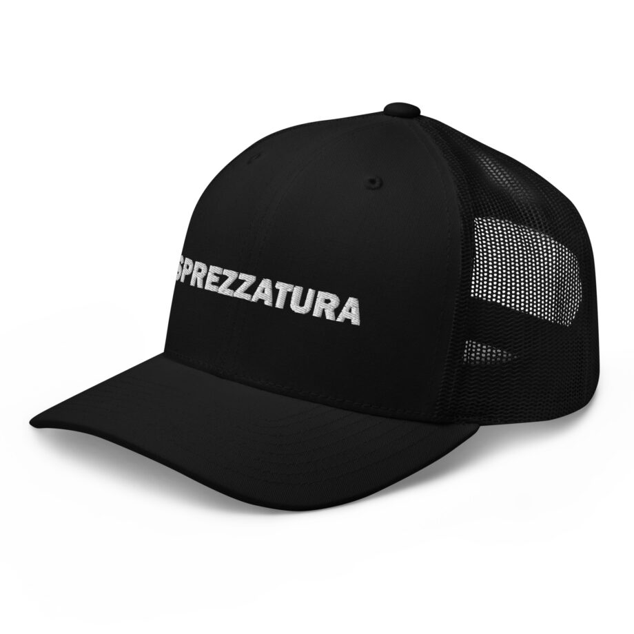 White sprezzatura trucker hat embroidered