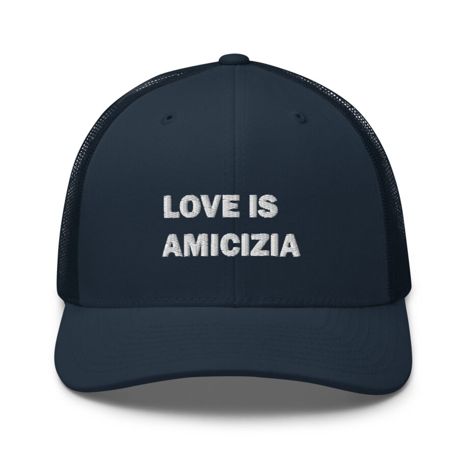 White love is amicizia trucker hat embroidered