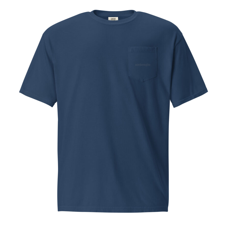 Blue logo unisex pocket t-shirt embroidered